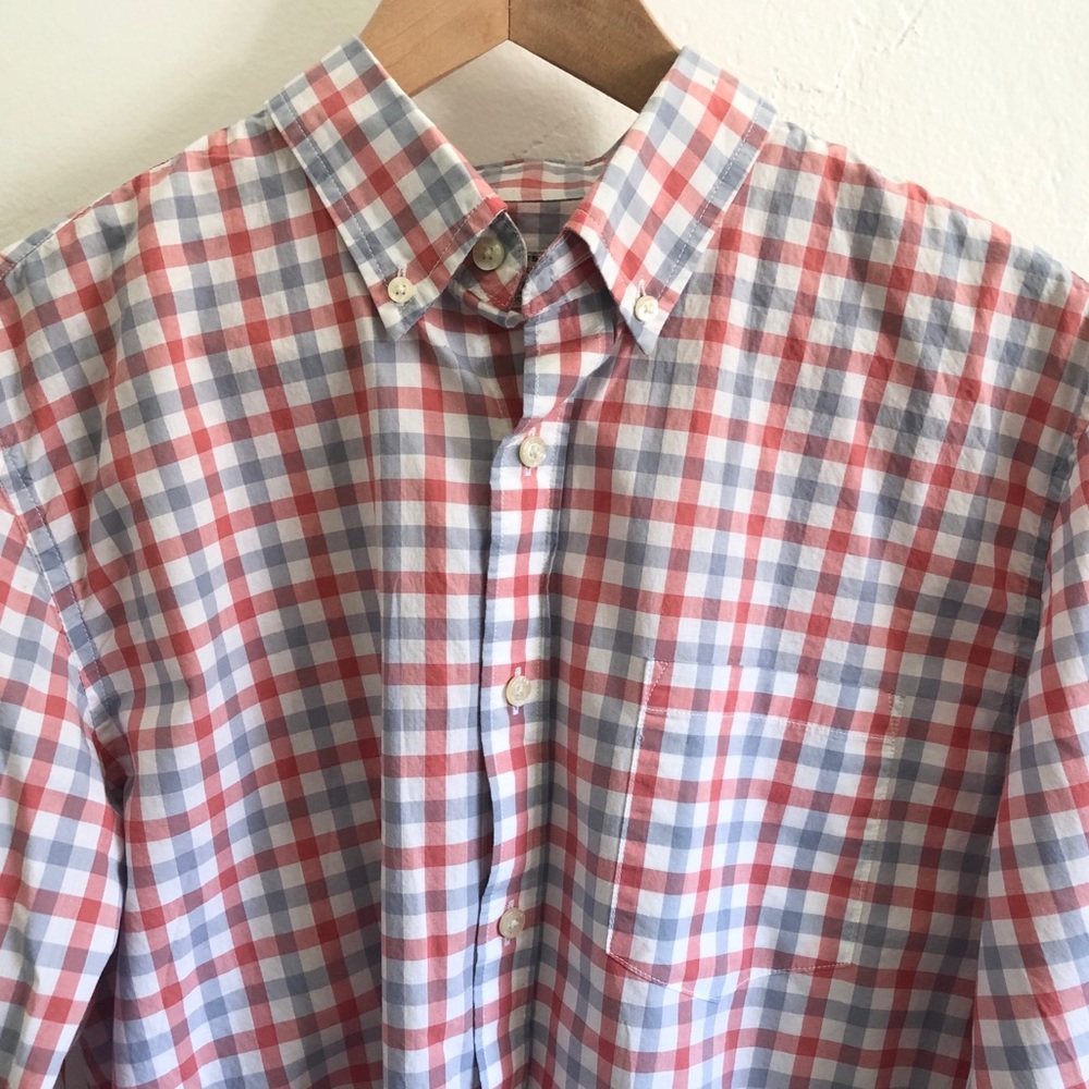 J. Crew Men’s Red/Gray Plaid Shirt M